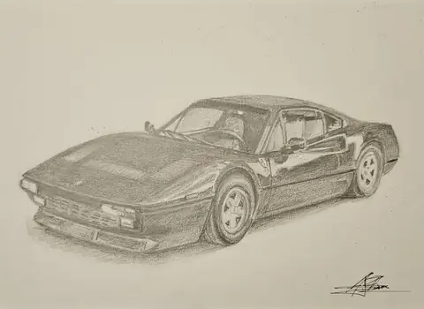Dibujo a lápiz: Ferrari 308 GTB