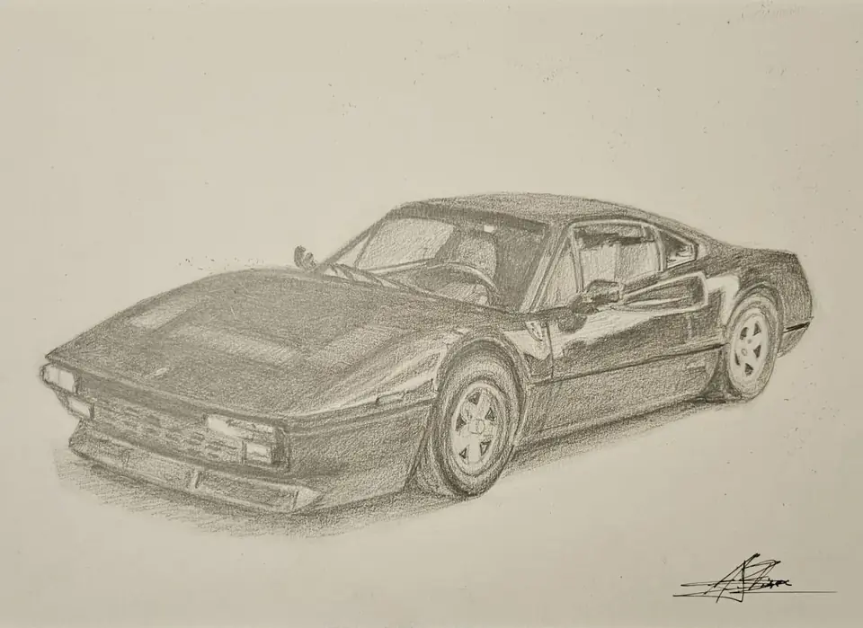 Dibujo a lápiz: Ferrari 308 GTB