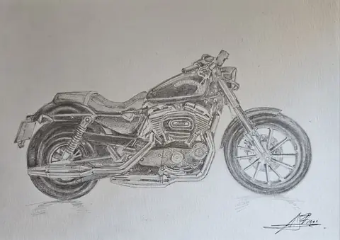 Dibujo a lápiz: Harley-Davidson Sportster