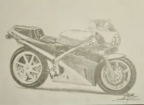 Dibujo a lápiz: Honda RC30