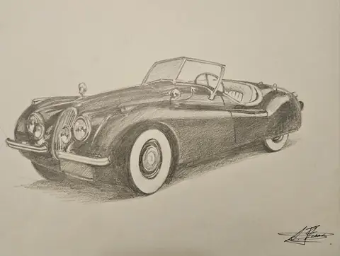 Dibujo a lápiz: Jaguar XK120