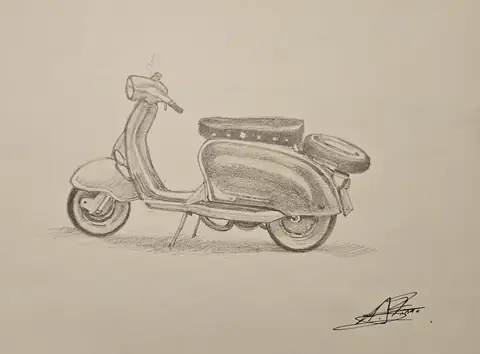Dibujo a lápiz: Lambretta