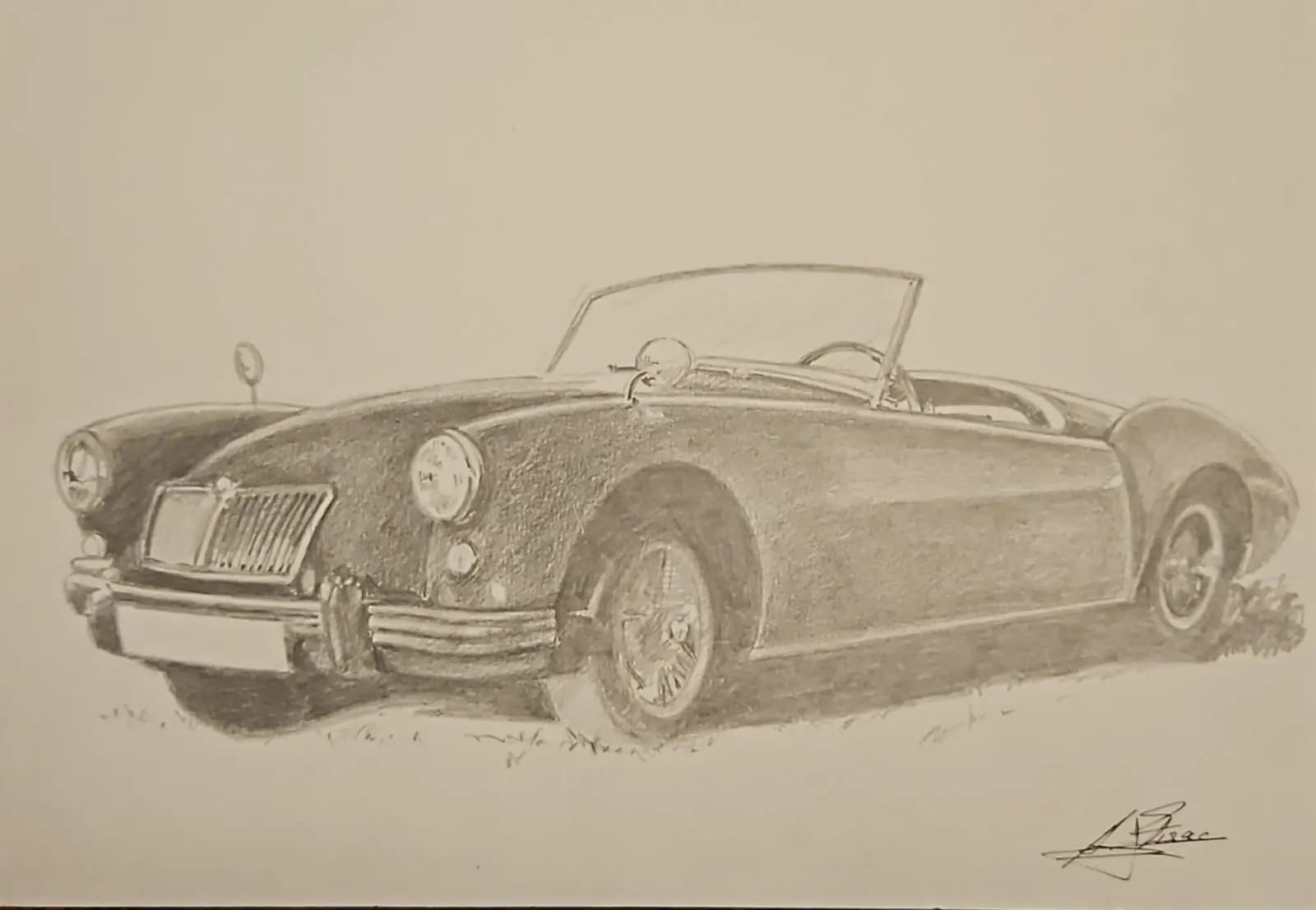El MG A a medio dibujar