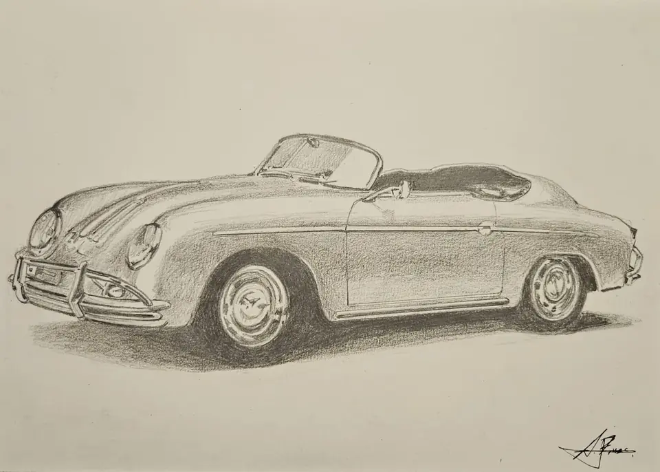 Dibujo a lápiz: Porsche 356 Speedster