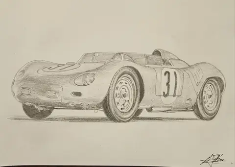 Dibujo a lápiz: Porsche 718 RS nº 31