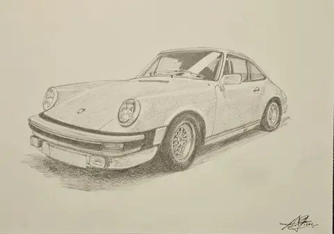 Dibujo a lápiz: Porsche 911 Carrera (serie G)