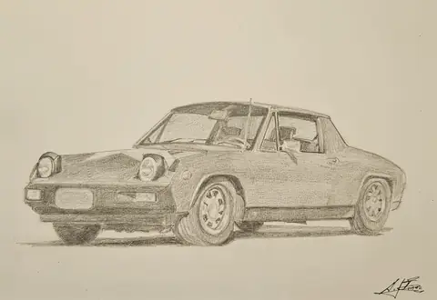 Dibujo a lápiz: Porsche 914