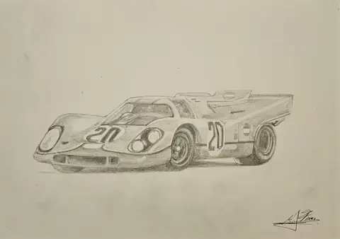 Dibujo a lápiz: Porsche 917 nº 20