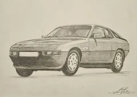 Dibujo a lápiz: Porsche 924