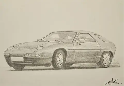 Dibujo a lápiz: Porsche 928