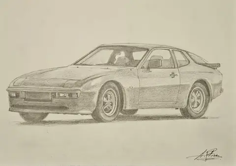 Dibujo a lápiz: Porsche 944