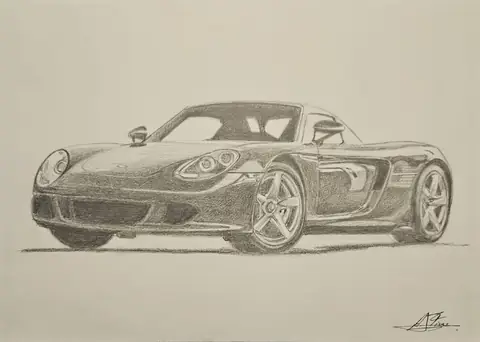 Dibujo a lápiz: Porsche Carrera GT