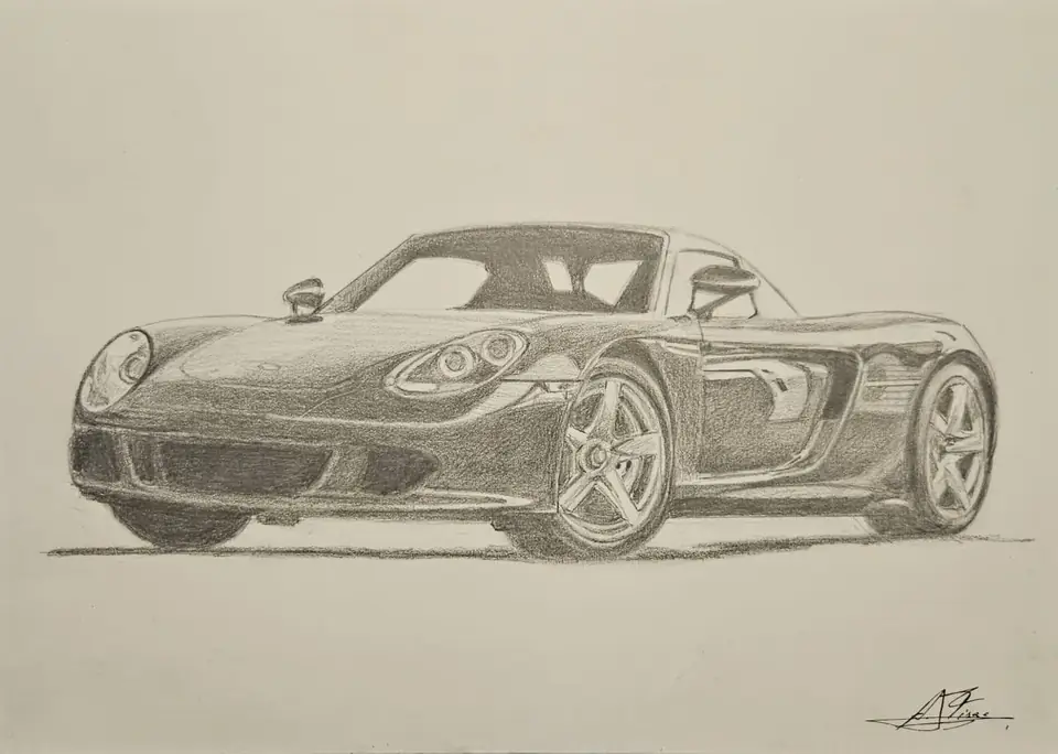Dibujo a lápiz: Porsche Carrera GT