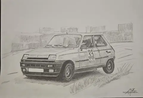 Dibujo a lápiz: Renault 5 Copa Turbo nº 33