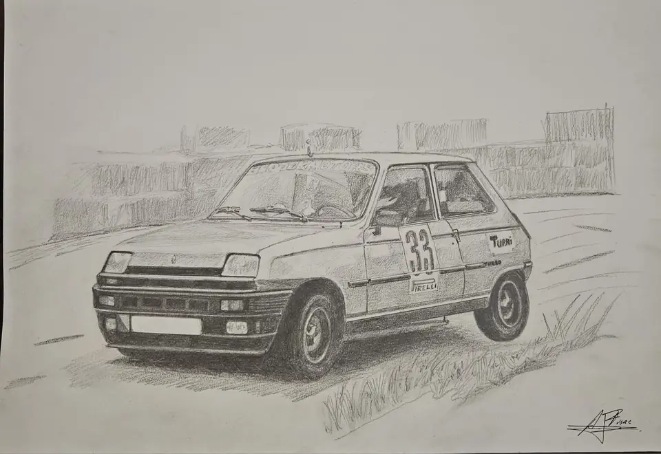 Dibujo a lápiz: Renault 5 Copa Turbo nº 33