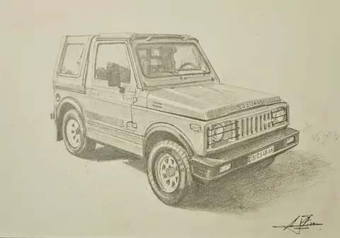 Dibujo a lápiz: Suzuki SJ